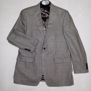 Michael Kors Silk Houndstooth Sport Coat 42L 2-Button Single Vent Blk/Wht/Blu